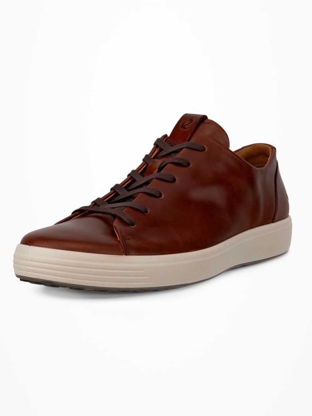 ECCO Soft 7 Leather Lace-Up Sneaker - Brown. Size 10-10.5 (44 EU)
